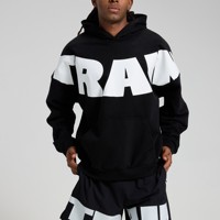 Sudadera con Capucha Personalizada para Hombre, Azul, con Letras Grandes Estampadas, Estilo Casual Urbano, Deportivo