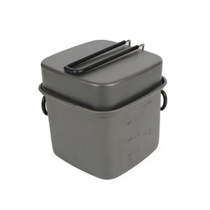 Ensemble d'ustensiles de camping en plein air : pot carré pliable, boîte à lunch portable en alliage d'aluminium, poêle à frire, pot de cuisson, pour la pêche, la randonnée, le cyclisme - Product Image 6