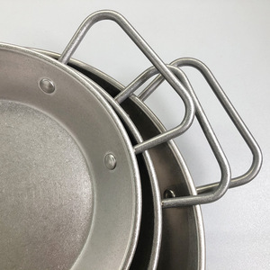 Teglie piatte in acciaio inox 304 retrò con 2 orecchie vassoi per patatine fritte cucina piatto per salsa Snack anfora Barbecue - Product Image 4