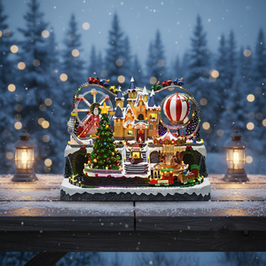 Carrousel <span class=keywords><strong>de</strong></span> village <span class=keywords><strong>de</strong></span> Noël animé avec lumières LED et <span class=keywords><strong>musique</strong></span> - Décoration <span class=keywords><strong>de</strong></span> Noël haut <span class=keywords><strong>de</strong></span> gamme en polyrésine - Cadeau - Product Image 6