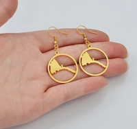 Dernier design, boucles d'oreilles rondes en acier inoxydable poli creux, carte de l'Érythrée, pour femmes et filles, bijoux érythréens
