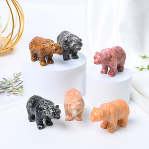 Venta al por Mayor de Adorables Esculturas de Animales de Cristal, Tallado de Oso en Piedra de Cristal Natural para Recuerdo - Product Image 1