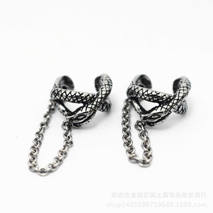 yunnique Snake <b>Cuff</b> <b>Earrings</b> Tibetan Silver Chain Attached Animal Design Fashion Jewelry - Product Image 3