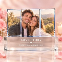 Neelpure 198865 Bloc photo personnalisé en cristal pour couple, cadeau d'anniversaire de mariage, souvenir romantique de la Saint-Valentin