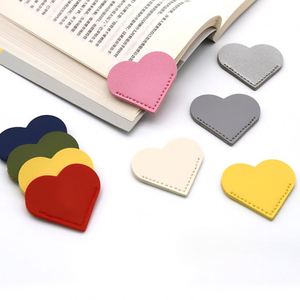 Colorful Heart <b>Bookmarks</b> Handmade PU Leather Reading <b>Bookmarks</b> Heart <b>Bookmarks</b> Page Markers Book Accessories for Students - Product Image 1