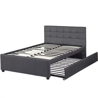 Neues Design Europäisches Gepolstertes Stoffbett mit Ausziehbett Bettgestell Boxspringrahmen 140x200cm Kunststoffrahmen