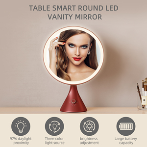 Women Smart 3 Color Lighting Portable <strong>Make</strong> <strong>up</strong> Desktop Makeup Vanity Table Mirror With <strong>Lights</strong> Led Cosmetic Mirror - Product Image 2