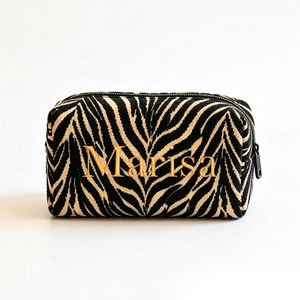 Customized Embroidered Leopard Large Capacity Portable Makeup Bag Custom Bridal Party Cosmetic <b>Travel</b> <b>Pouch</b> Bridesmaid Gift - Product Image 1