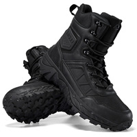 Bottes tactiques de combat mi-mollet pour hommes LUDEY 2539, en cuir synthétique, avec lacets, semelle en caoutchouc antidérapante, pour la randonnée en plein air et le travail
