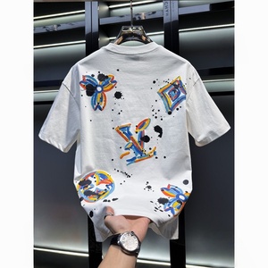 Camiseta deportiva informal de verano para hombre, 100% algodón, manga corta, estampada con serigrafía, estilo L V, holgada y a la moda, al por mayor. - Product Image 2