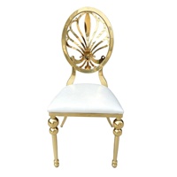 Chaise en acier inoxydable doré style royal, dossier décoratif, mobilier de luxe pour mariage, banquet et événements