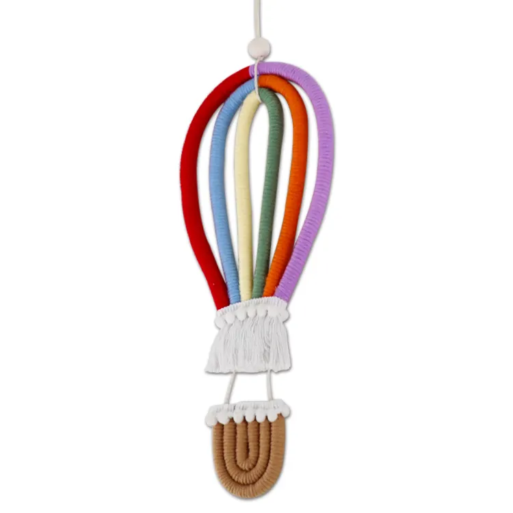 Natural Cotton Rope Hot-air Balloon Rainbow Hanging Home Decoration Tassel for Home Nursery Baby Room