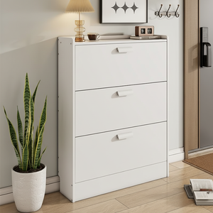 <span class=keywords><strong>Meuble</strong></span> à chaussures 3 niveaux blanc, style moderne et élégant, avec tiroirs, gain de place, pour salon - Prix de gros - Product Image 3