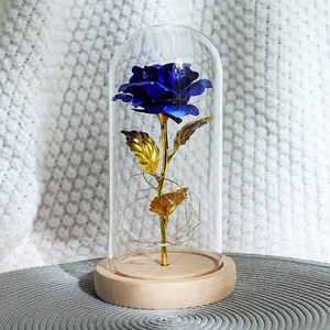Regalos de Navidad y San Valentín, Rosa Dorada <span class=keywords><strong>Encantada</strong></span> con Luz LED, Rosa de Oro de 24k en Cúpula de Cristal, Flores Decorativas con Luces - Product Image 5