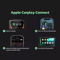 AOOCCI C7 Écran de navigation GPS pour moto 7 pouces avec CarPlay sans fil, Android Auto, TPMS, cartes mondiales, 700 Nits, étanche pour la conduite