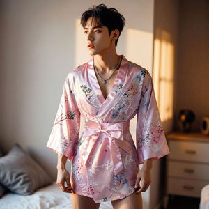 Sexy lingerie, flirtatious uniform, printed kimono, bow tie, plus size role-playing Japanese pajamas, crossdressing CD men's - Product Image 2