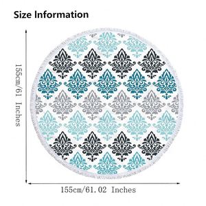 Serviette de plage ronde à franges avec logo personnalisé, sans sable, séchage rapide, en microfibre, pour les activités estivales - Product Image 2