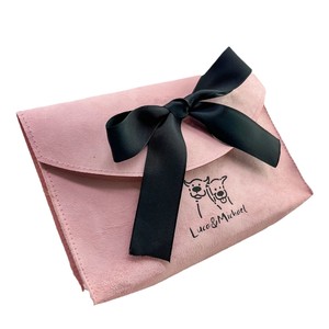 Custom logo New Arrival Printed Small <b>Envelope</b> Flap Birthday <b>Gift</b> Bag Luxury Suede Jewelry Pouch With Ribbon Bow - Product Image 3