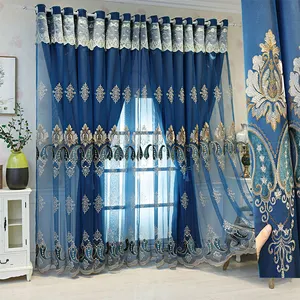 Good quality customized roll blackout jacquard modern curtains for the living room