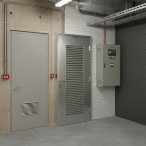 Puerta Cortafuego Yonking con Panel <span class=keywords><strong>de</strong></span> Visión, Certificación UL EN CE, Resistencia al Fuego <span class=keywords><strong>de</strong></span> 1.5 Horas, 120 y 180 Minutos, Puerta <span class=keywords><strong>de</strong></span> Acero con Rejilla - Product Image 1