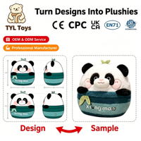 Nouvelle figurine en peluche ronde de panda de dessin animé, service de conception personnalisée, jouet en peluche de panda doux, fabricant en gros
