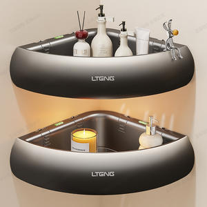 Estante triangular para baño Lteng, estante de almacenamiento de esquina con montaje por succión, soporte de pared duradero para accesorios de baño - Product Image 3