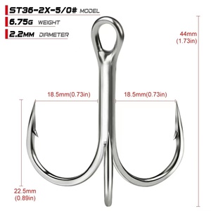 Anzuelo de pesca triples de acero al carbono, anzuelo de agua salada, fuerte Jigging, <span class=keywords><strong>3x</strong></span> <span class=keywords><strong>4X</strong></span>, precio barato - Product Image 1