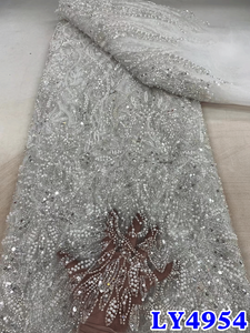 Ni. Ai mới nhất pháp lưới ren vải tuyệt vời sequin hạt ren vải may ren với sequins - Product Image 3