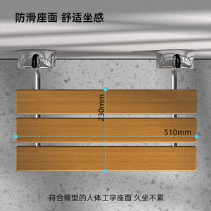 Teak <b>Folding</b> Bathroom <b>Stool</b> 53x36x8cm Non Slip Shower Seat For Elderly Entryway Shoe Changing - Product Image 2