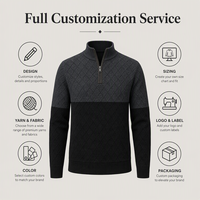 Pull en maille pour homme, col zippé 1/4, motif color block, texture torsadée, OEM ODM, séchage rapide, respirant, fournisseur en gros