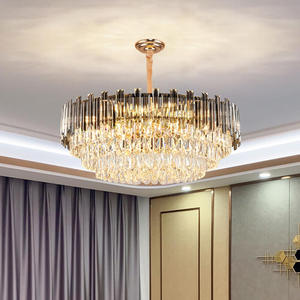 Candelabro redondo de cristal para sala de estar de estilo francés, nuevo posmoderno, de lujo, Villa, restaurante, comedor, lámparas colgantes rectangulares - Product Image 2