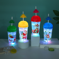 Gobelet lumineux en plastique en forme de crème glacée avec logo personnalisé, bouteille à eau avec lumière LED clignotante