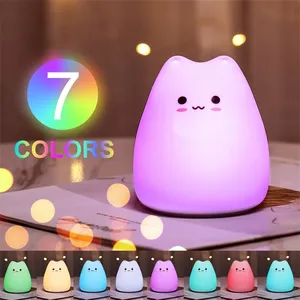 Sensore tattile personalizzato Baby Night Light Idea Cute Soft Silicone Bunny Nursery Light Multi Color change Rabbit Cartoon Led Lamp