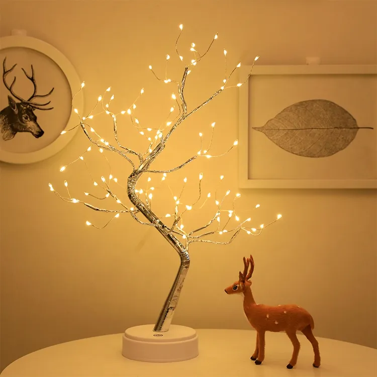 Battery/USB Operated Tabletop Bonsai Tree Light with 108 LED Copper Wire String Lights