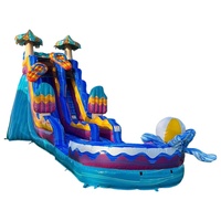 Videur gonflable personnalisé Moonwalk PVC Hawaii surf toboggan gonflable avec piscine pour intérieur extérieur fêtes d'enfants