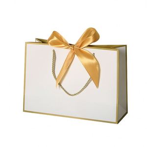 Custom Logo Christmas Kraft Luxury Shopping Paper Bag Recyclable Printed Clothing Shoes <b>Gift</b> Packaging with Ribbon Handle - Product Image 1