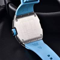 PINTIME 6826 Tonneau Luxus-Herrenuhr Neue Quarz-Uhrwerk Tourbillon Hohldesign Silikon Edelstahl Anpassbares Glas
