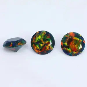 Wholesale Round Diamond Cut OP708 Resin Free Opal Bear 900 Degree C.Synthetic Galaxy Opal for Glass Art