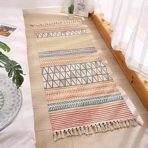 Tapis de sol tissé à la main avec pompons, pour chambre à coucher, lavable en machine, tapis simple - Product Image 6