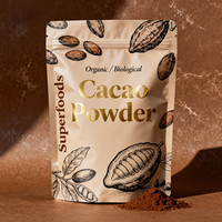 Pochette debout en feuille d'aluminium de qualité alimentaire imprimée sur mesure sac d'emballage en mylar de poudre de cacao alimentaire séché mat avec fermeture éclair