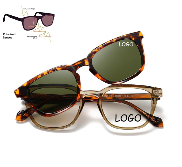 2025 Custom Logo TR90 Magnet Polarized Sunglasses Interchangeable Magnetic Clip on Glasses Anti Blue Light for Men and Women