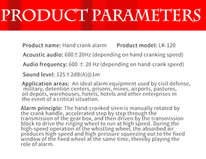 LK-120 đứng gắn lớn Decibel Crank còi báo động hướng dẫn sử dụng tay hoạt động tín hiệu khẩn cấp cho sử dụng ngoài trời - Product Image 6