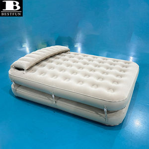Ensemble de matelas gonflable double pour lit gonflable Queen Size 1 + 1 avec pompe et oreiller rechargeables sans fil à gonfler et à dégonfler intégrés - Product Image 4