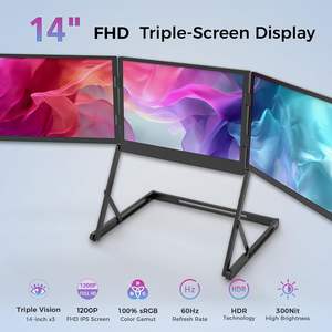 Monitor de pantalla triple 14 "FHD IPS Extensor de pantalla de computadora portátil Interfaz USB Panel TFT para monitor portátil para configuración de computadora portátil OEM - Product Image 5