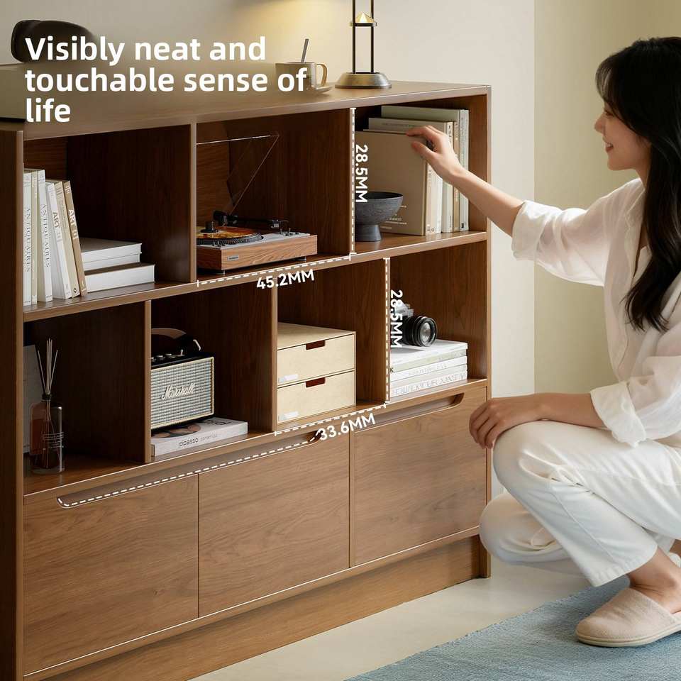 DU'S Modern Solid Wood Bookcase, Large-capacity Open-plan Living Room ...