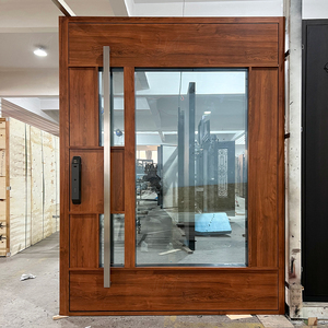 Porte pivotante extérieure moderne personnalisée, porte d'entrée de luxe en aluminium sécurisée, porte de magasin moderne en verre pare-balles sécurisé - Product Image 3