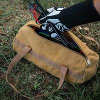 Sac de rangement portable cylindrique pour accessoires de camping, pochette de transport pour piquets de tente, cordes d'ancrage et outils pour le camping en extérieur