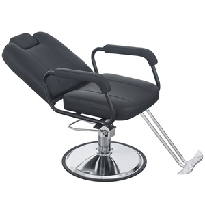 Chaise de Barbier Professionnelle en Cuir PU Noir Inclinable et Hydraulique pour Salon de Coiffure – Vente Flash - Product Image 1