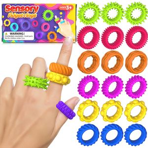 Anelli di filatore per dita in Silicone personalizzati da 12 confezioni-giocattoli di Fidget per alleviare lo Stress sensoriale per <span class=keywords><strong>autismo</strong></span> e ansia - Product Image 4