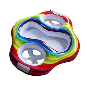 Inflatable Twin Swimming Ring 120Cm Rainbow Color Dual User PVC Kids Water Float Toy - Product Image 5